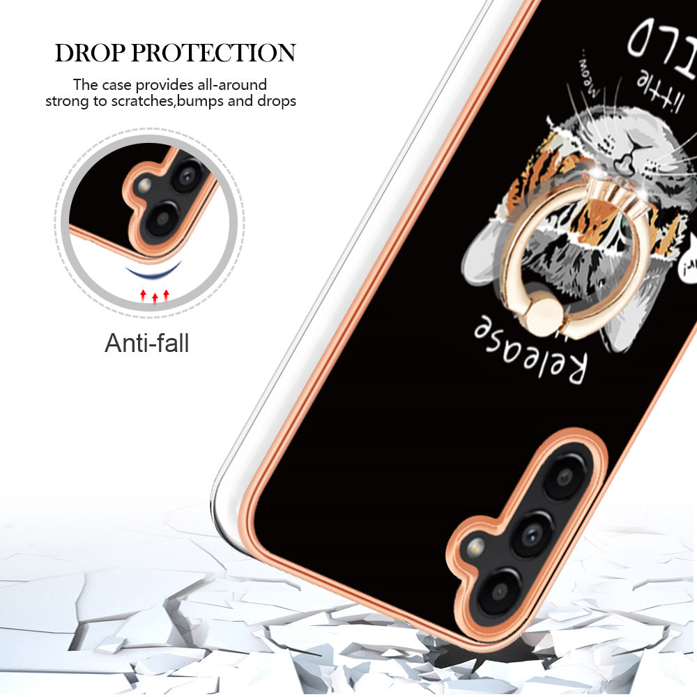 YB IMD Series-20 Style D for Samsung Galaxy A35 5G Kickstand Case 2.0mm Slim TPU Phone Cover - Cat / Tiger YB IMD Series-20 Style D for Samsung Galaxy A35 5G Kickstand Case 2.0mm Slim TPU Phone Cover - Cat / Tiger